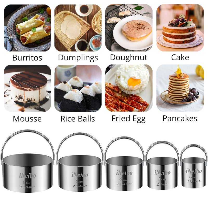 iNeibo Biscuit Cutter Set, Cookie Cutter, Round Shape Circle Scone Cutters, Pastry Dough Baking Cutter, Shapes Pastry Cutter for Dumpling Skin Cutters, Dough, Pastry, Donut, Fondant, DIY, Cake DÃ©cor - Image 4